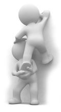 figurine 3d aidant une autre figurine 3d a monté plus haut : pour démontrer ce qu'est l'optimisation